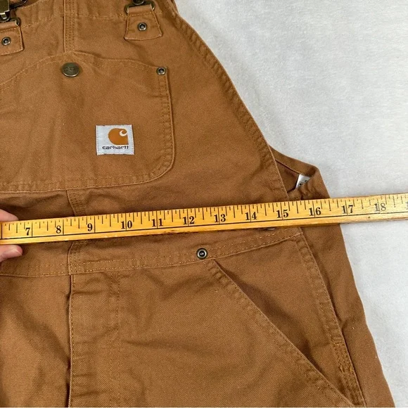 Carhartt bib overalls Work tan brown duck 14 kids boys ox8603-b pants coverall - Picture 3 of 10